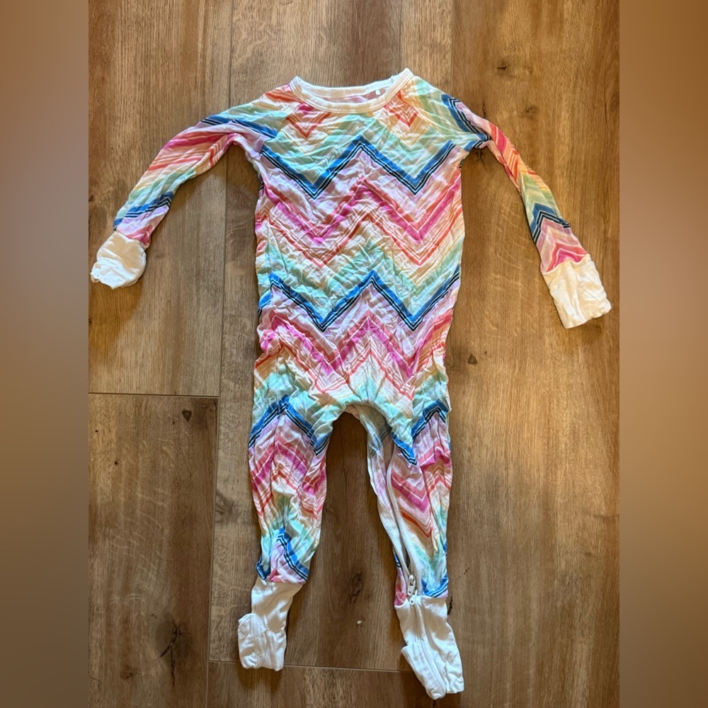 Little Sleepies Rainbow Chevron Bamboo Zippy – Size 6–12 Months
